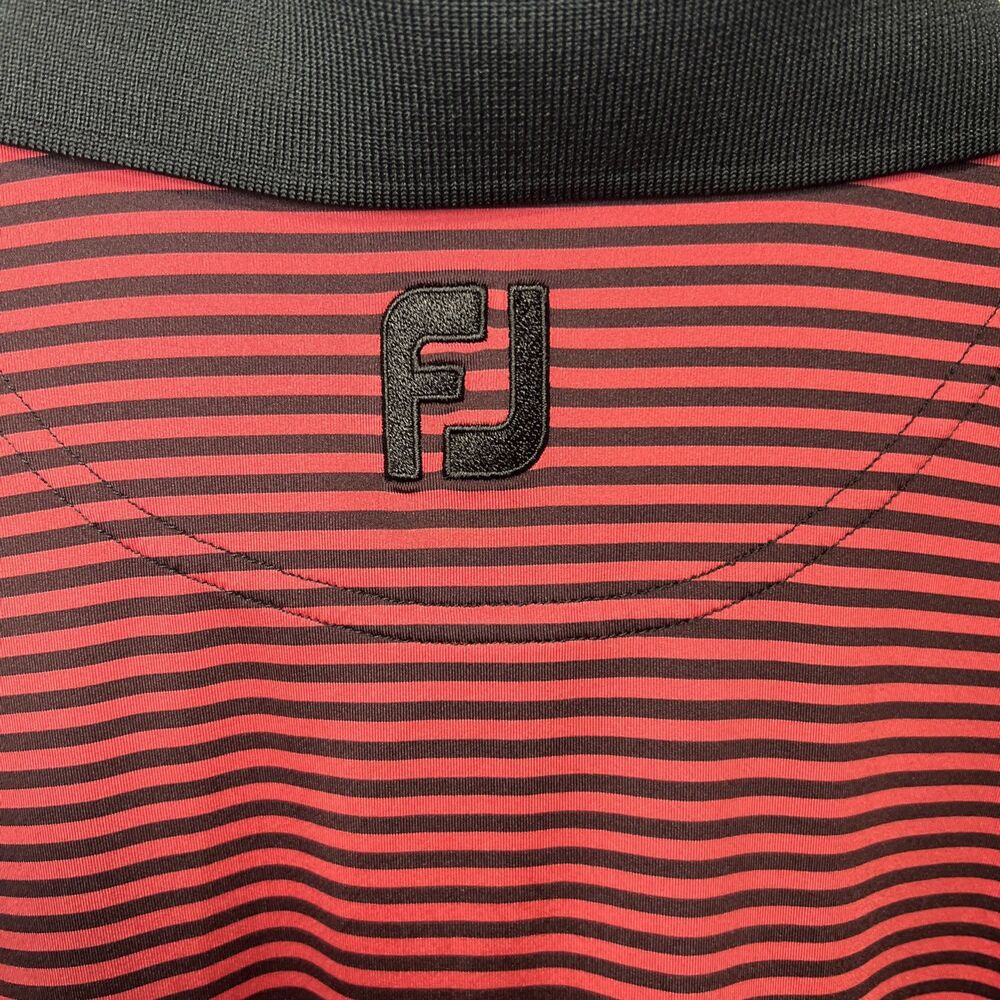FootJoy Polo Shirt Men's Prodry Lisle Red Black Striped Golf FJ Short Sleeve L - Picture 3 of 5